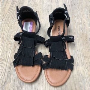 Minnetonka Black Fringe Sandals